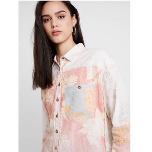Free People Pink and White Button Down Shirt